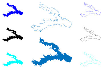 Obraz premium Lake Richland-Chambers Reservoir (United States of America, North America, us, usa, Texas) map vector illustration, scribble sketch Richland Chambers Dam map