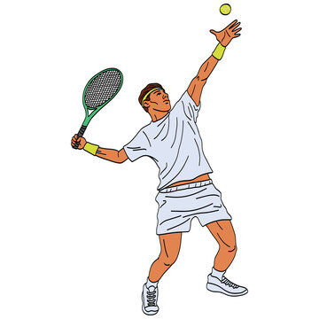 tennis player serving ball action clip art preview