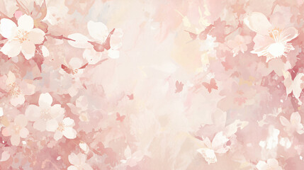 Fototapeta premium Watercolor painting of pink cherry blossoms with butterflies. This image is perfect for a website, brochure, or presentation about spring, nature, or beauty.