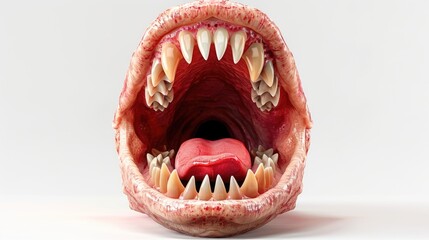 Naklejka premium Open mouth with sharp teeth and tongue