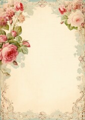 Vintage floral frame with handwriting