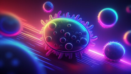 Whether used in a classroom, a laboratory, or a gallery, this illustration is sure to inspire curiosity and wonder about the microscopic world and the organisms that inhabit it.