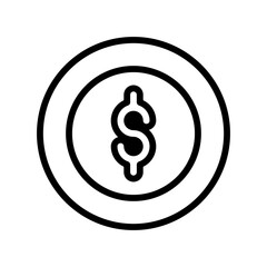 Coin dollar icon vector or logo illustration style