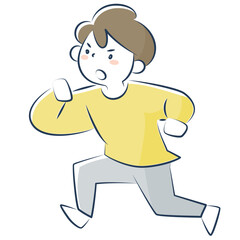 急いで走る男性