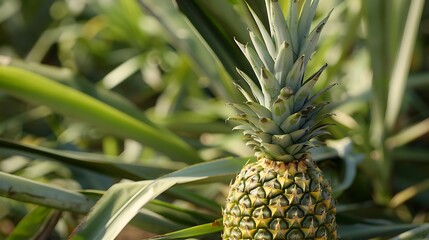 Obraz premium Pineapple fruit on the bush
