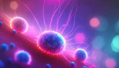 The use of bold and contrasting colors in this illustration adds a sense of energy and movement, making it a dynamic and engaging piece that brings the microscopic world to life.