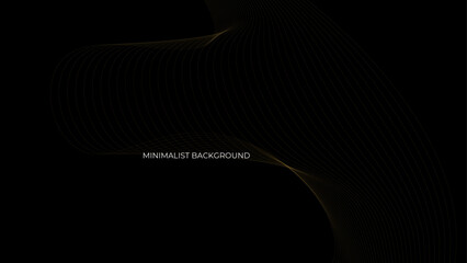 Abstract dark template with shiny gold lines. Geometric black background with gold curved stripes. Abstract Modern premium design with gold metal lines. banner, cover, poster. vector illustration