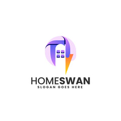 Vector Logo Illustration Home Swan Gradient Colorful Style