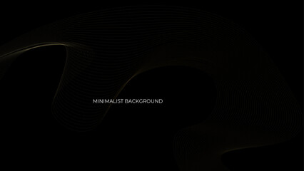 Abstract dark template with shiny gold lines. Geometric black background with gold curved stripes. Abstract Modern premium design with gold metal lines. banner, cover, poster. vector illustration