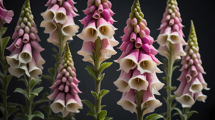 Foxglove flowers, elegant, luxury, clean, smooth, elegant, beautiful, highly detailed, sharp focus, studio photography, xf iq 4, 1 5 0 mp, 5 0 mm, iso 2 0 0, 1 / 1 6 0 s, realistic, natural light, oct
