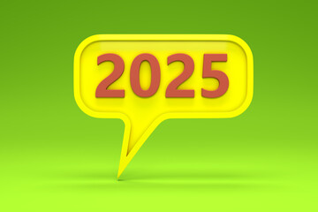 New Year 2025 Creative Design Concept with notification symbol - 3D Rendered Image
