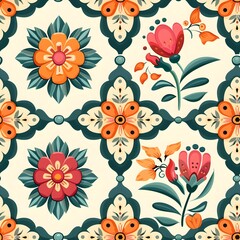Fototapeta premium Seamless ornament on background. Floral ornament on background. Texture for wallpaper and backgrounds. Pattern for wallpaper.