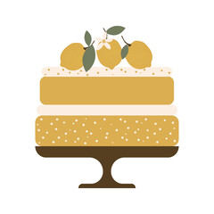 Festive fruit and lemon pie on a white background. Vector.