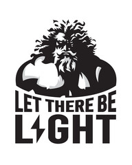 Zeus The God of Thunder Hand Drawn Illustration. Let There Be Light. Zeus vector illustration art.