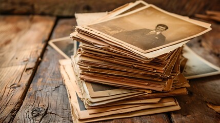 Old Stack of Blank Vintage Photos 