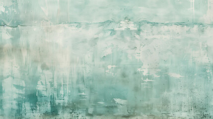 Obraz premium Rustic Textured Wall with Ocean-inspired Pastels Color Washing Technique. Aged effect. Palette of pale turquoise with subtle variations in hue and tonality. High-resolution. Soft and layered finish.