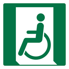 iso emergency and first aid safety signs emergency exit for people unable to walk or with walking impairment (left) symbol and pictogram only size 1 x 1 square shape