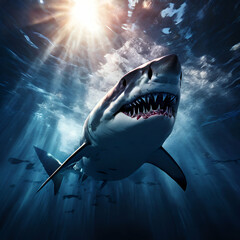 Obraz premium shark hunting fish