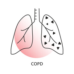 Medical Illustration of COPD - Health, Respiratory, Condition Icon with editable stroke.