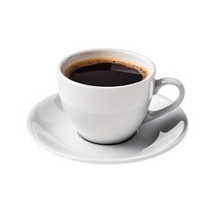 Naklejka premium Classic Brew: Elegant White Coffee Cup and Saucer Transparent PNG