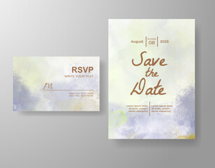 Wedding invitation with abstract watercolor background