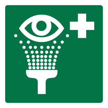 iso emergency and first aid safety signs eyewash station symbol and pictogram only size 1 x 1 square shape