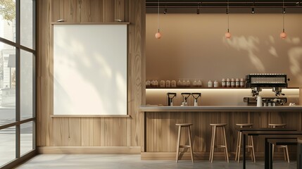 Enhance Your Coffee Shop's Ambience with a Blank Advertising Board for Eye-Catching Displays