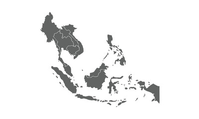Southeast Asia map isolated on white background. for website layouts, background, education, precise, customizable, Travel worldwide, map silhouette backdrop, earth geography, political, reports. © K