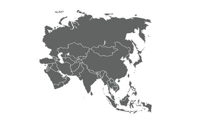 asia map isolated on white background. for website layouts, background, education, precise, customizable, Travel worldwide, map silhouette backdrop, earth geography, political, reports.