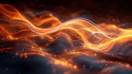 Background of beautiful glowing golden energy flow