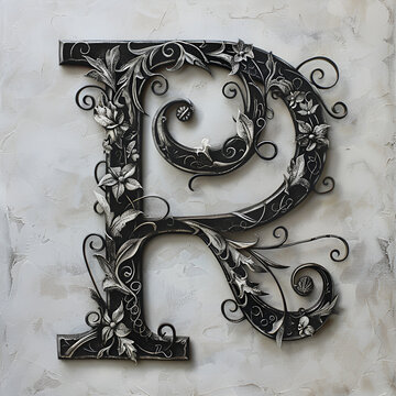 Character Alphabet Design of R Satin Material Mantra Render Creative on Black BG Luxury Expensive, Tattoo letters, Rxs Monogram ,  generate ai



