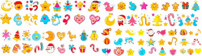 Retro Christmas Cartoon Vector Set: Vintage Santa Claus, Snowman, Angel, Tree, and Gifts