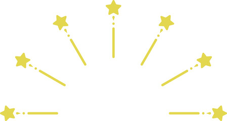 星/集中線/光線/飾り/半円/イラスト/素材/黄色
