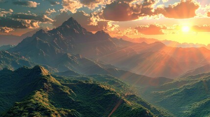 Sunrise Over a Mountain Range