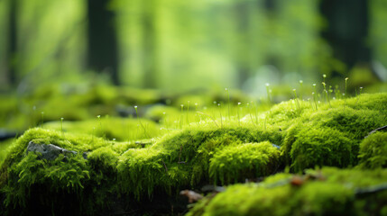 Fototapeta premium A lush green field with a few rocks and a few trees in the background
