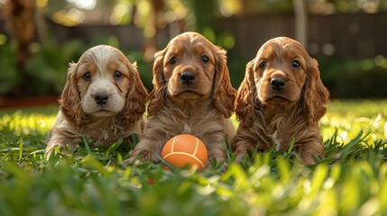 Three Cocker Spaniel puppies