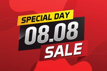 8.8 Special day sale word concept vector illustration with ribbon and 3d style for use landing page, template, ui, web, mobile app, poster, banner, flyer, background, gift card, coupon

