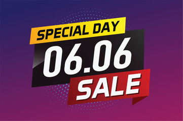 6.6 Special day sale word concept vector illustration with ribbon and 3d style for use landing page, template, ui, web, mobile app, poster, banner, flyer, background, gift card, coupon

