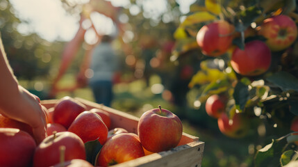 Harvesting in the fields of the Apple harvest.