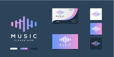 Obraz premium modern sound wave logo and identity pack