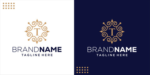 Ornament logo for luxury and royal service. Letter T logo ornament, Design Inspiration, Vector
