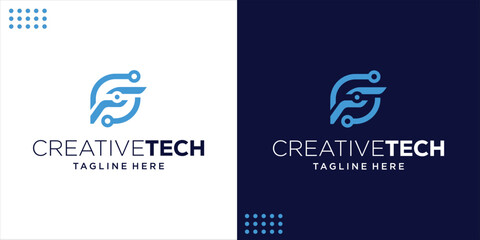 letter F technology logo, for digital, technology, design inspiration, illustration, vector