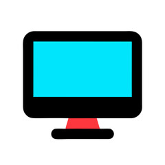 Fototapeta premium portable computer laptop simple single color silhouette icon logo, vector illustration isolated on transparent background