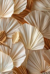 Dried Palm Leaves Arranged in a Fan Shape on a White Background