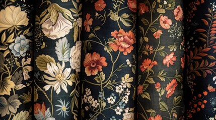 Artistic floral patterns in vintage textile collections
