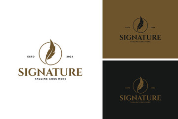 Feather logo for notary logo design template vector illustration idea