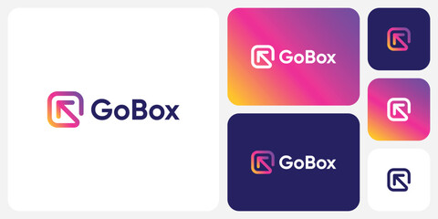 Vector logo design for the initials of the letter G in the shape of a rectangular corner arrow with a modern, simple, clean and abstract style.