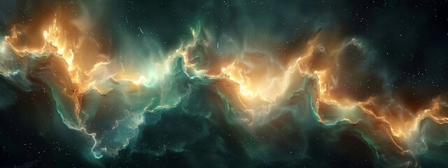 Fototapeta premium Background of beautiful green glowing energy flow