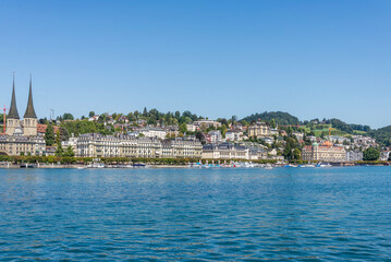 Obraz premium Beautiful panoramic view of Bern city along the river, Lucerne, Switzerland, 16 Aug 2022