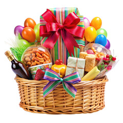 birthday and anniversary gift hamper isolated on transparent background